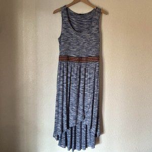 Cable & Gauge Blue & White High Low Embroidered Dress L